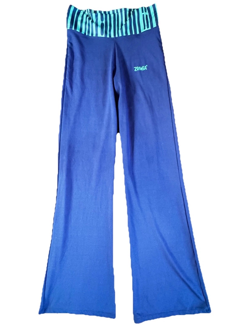 Zumba Yoga Pants Womens Medium Active Wear Gym Workout Blue Pocket Y2k Wide Leg